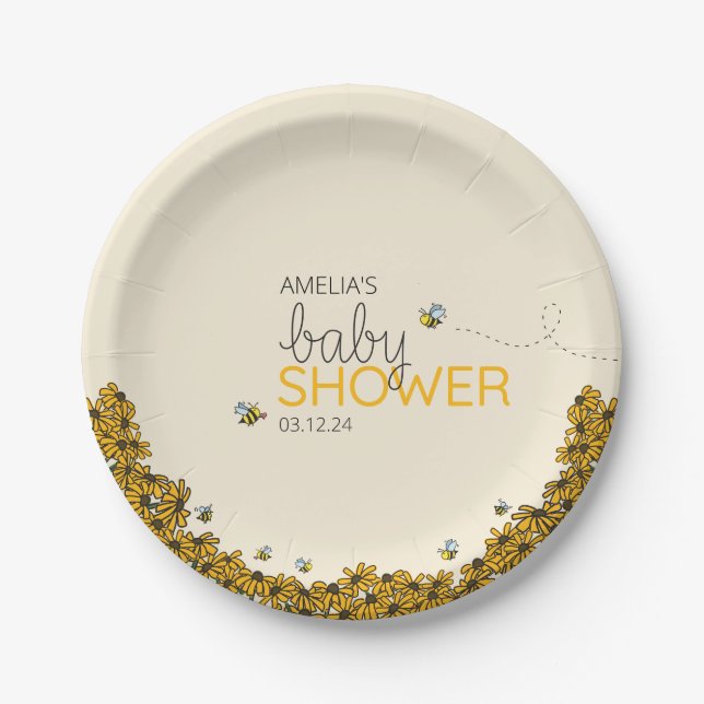 New Mama-to-bee Shower Invite Paper Plate (Front)