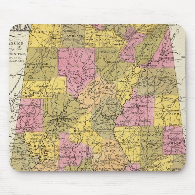New Map Of Alabama Mouse Pad (Front)