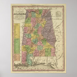 New Map Of Alabama Poster