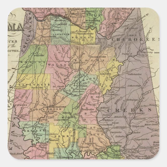New Map Of Alabama Square Sticker (Front)