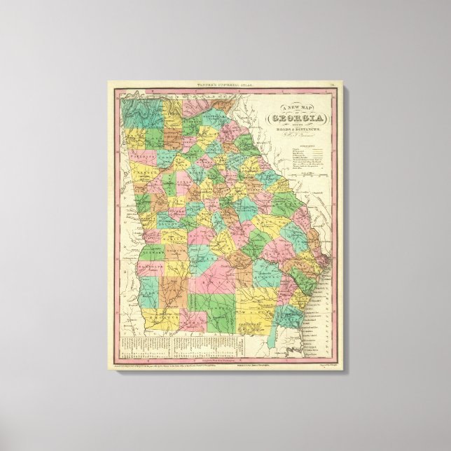 New Map Of Georgia 2 Canvas Print (Front)
