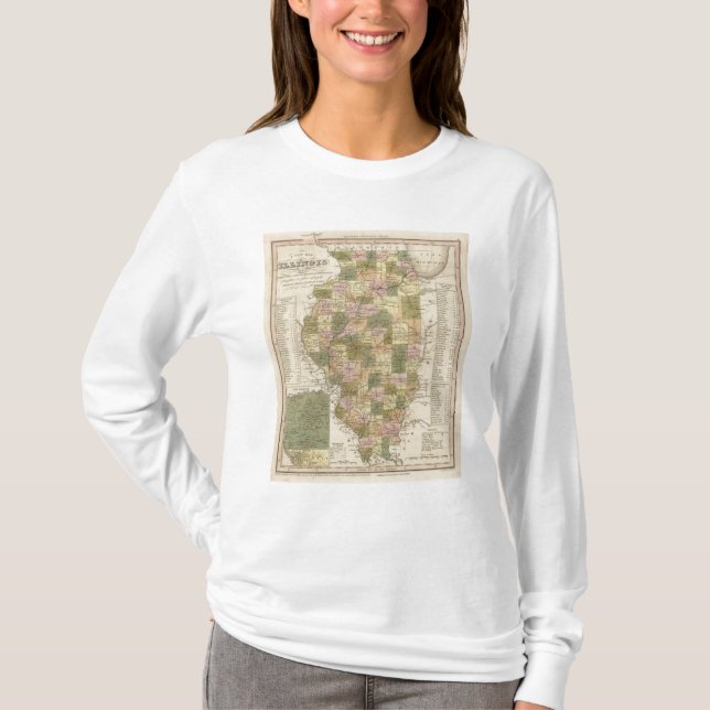 New Map Of Illinois 2 T-Shirt (Front)