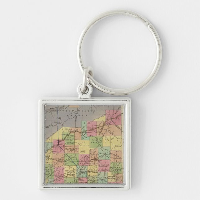 New Map Of Indiana Key Ring (Front)