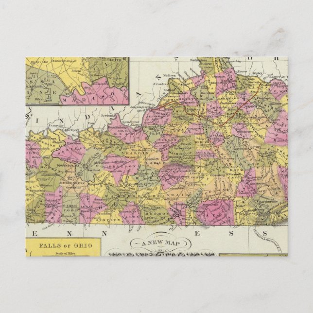New Map Of Kentucky Postcard (Front)