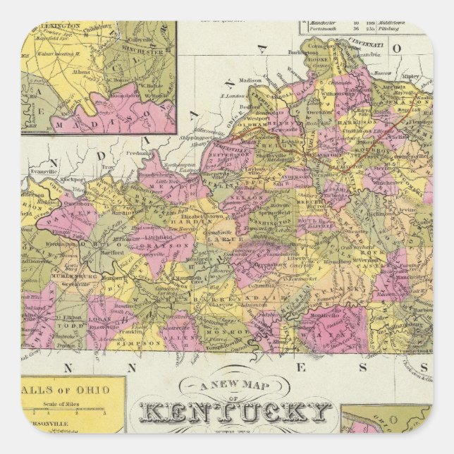 New Map Of Kentucky Square Sticker (Front)