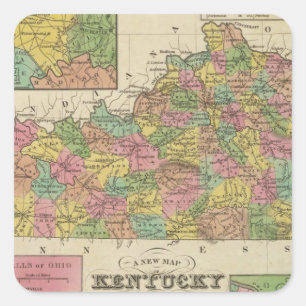 New Map Of Kentucky Square Sticker