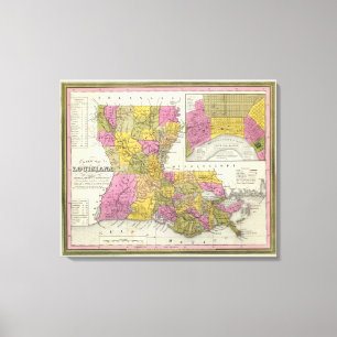 New Map Of Louisiana 2 Canvas Print