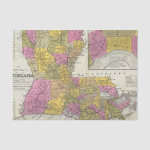 New Map Of Louisiana 3 Tissue Paper