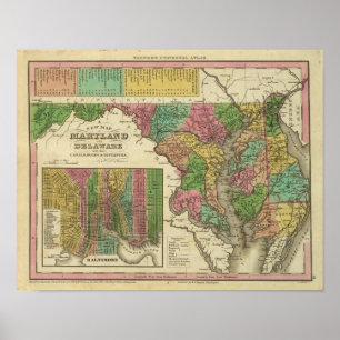 New Map Of Maryland and Delaware 2 Poster