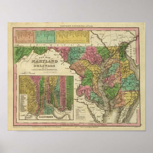 New Map Of Maryland and Delaware 2 Poster (Front)