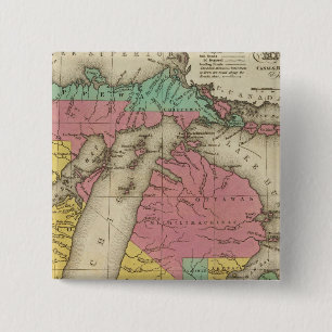 New Map Of Michigan 15 Cm Square Badge