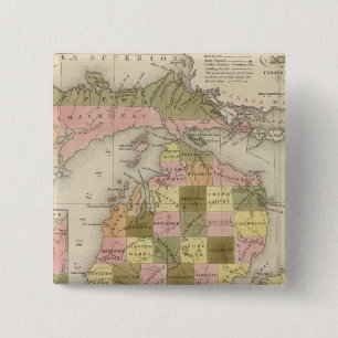 New Map Of Michigan 15 Cm Square Badge
