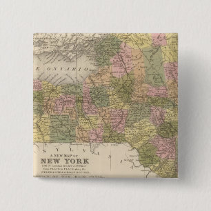 New Map Of New York 15 Cm Square Badge