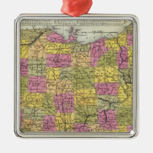New Map Of Ohio Metal Tree Decoration