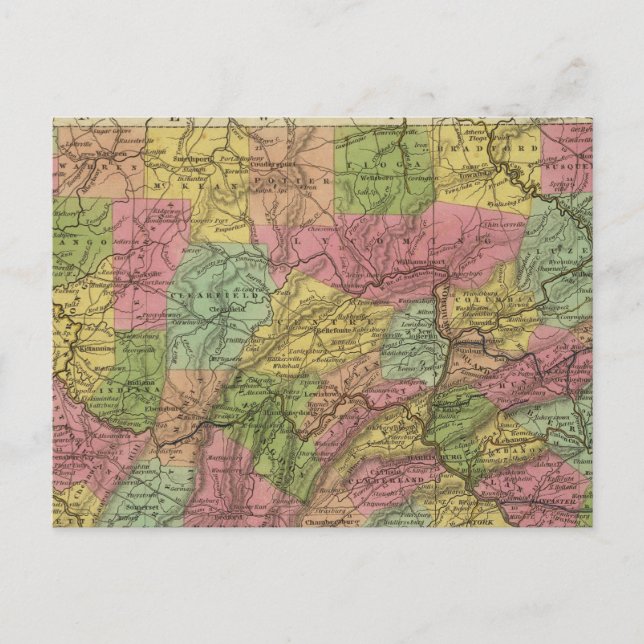 New Map Of Pennsylvania Postcard (Front)