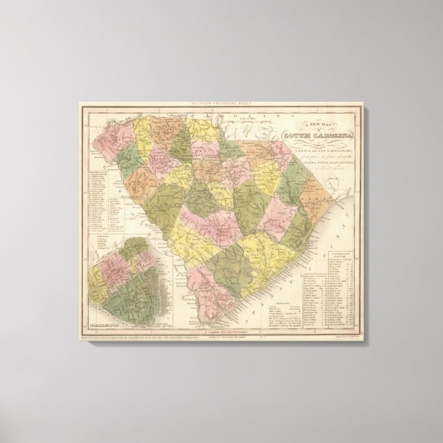 New Map Of South Carolina Canvas Print (Front)