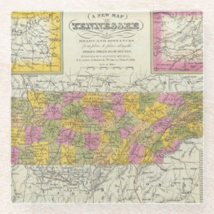 New Map Of Tennessee Glass Coaster