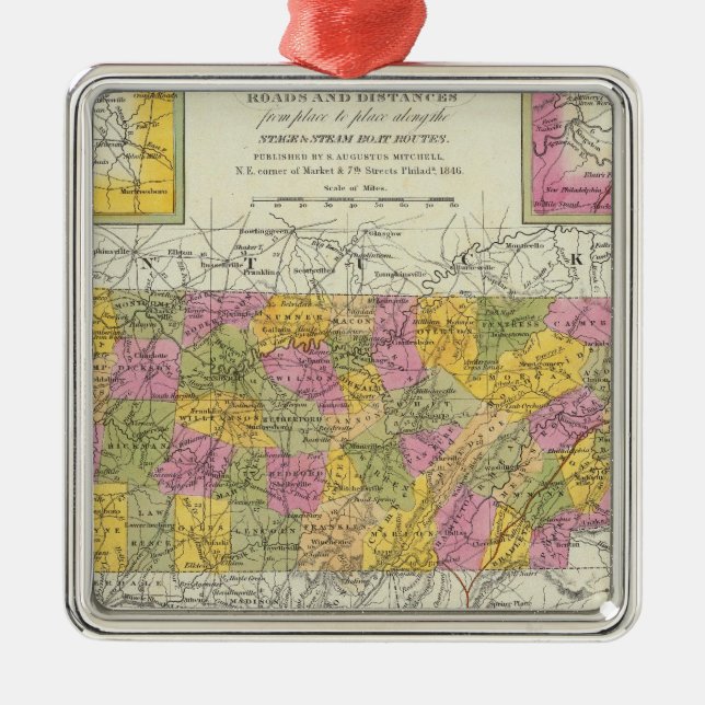 New Map Of Tennessee Metal Tree Decoration (Front)