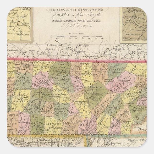 New Map Of Tennessee Square Sticker (Front)