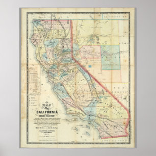 New Map of the State of California Poster