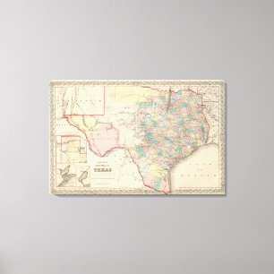 New Map of the State of Texas Canvas Print