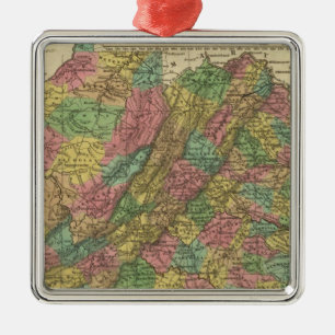 New Map Of Virginia 2 Metal Tree Decoration