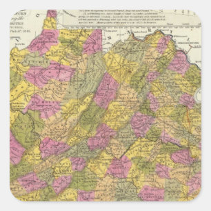 New Map Of Virginia Square Sticker