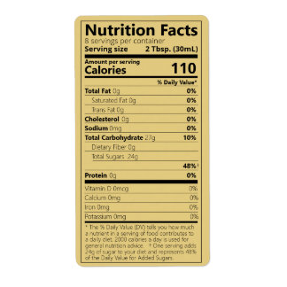 New Maple Syrup Nutrition Facts Light Amber Labels