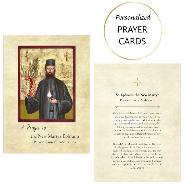 New Martyr Ephraim Patron Saint Addiction Prayer Place Card (Creator Uploaded)