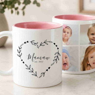 New Mawmaw Year Est. Four Photo Collage Two-Tone Coffee Mug
