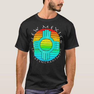New Meico Retro Sunset Land of Enchantment Zia Sym T-Shirt