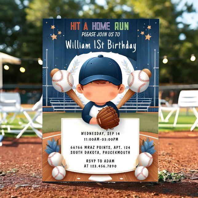 New Men Ball Wood Game Team Baseball 1st Birthday Invitation (Creator Uploaded)