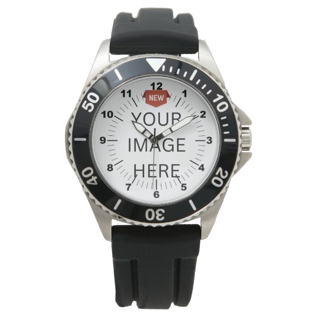 NEW! Men's Crown Protector Black Rubber Watch (Front)