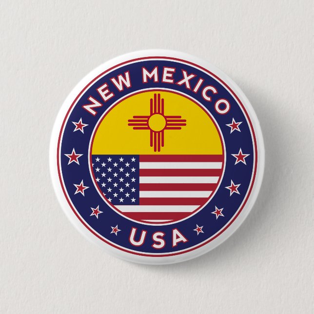 New Mexico 6 Cm Round Badge (Front)