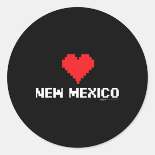 New Mexico 8-bit Gamer State Classic Round Sticker