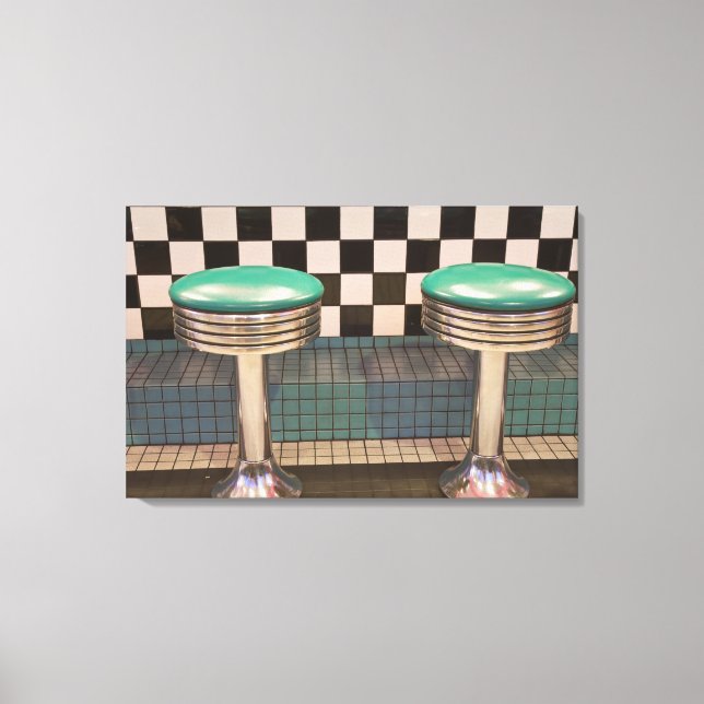 New Mexico, Albuquerque. The 66 Diner along Canvas Print (Front)