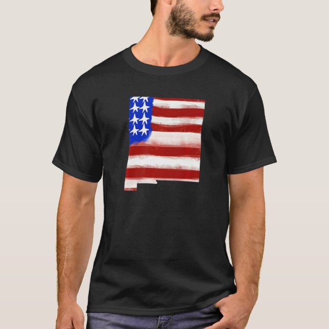 New Mexico American Flag 4th Of July Usa Patriotic T-Shirt (Front)