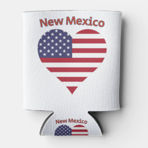 New Mexico American Flag Heart Can Cooler