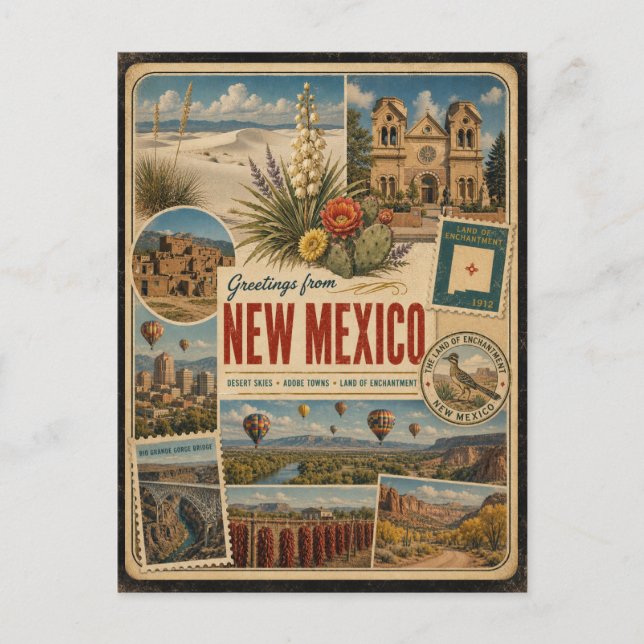 New Mexico Authentic Vintage Style Postcard (Front)
