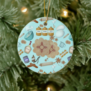 New Mexico Biscochito Cookies Zia Sun Ceramic Tree Decoration