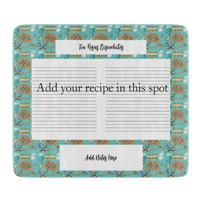 New Mexico Biscochito Cookies Zia Sun recipe card Cutting Board (Front)