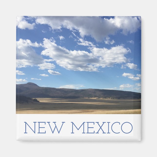 New Mexico Bright Blue Sky Over Mountains Magnet (Front)