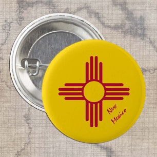 New Mexico button, patriotic New Mexican Flag 3 Cm Round Badge