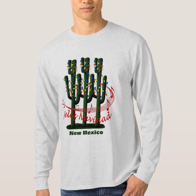 New Mexico Cactus Christmas Feliz Navidad T-shirt (Front)