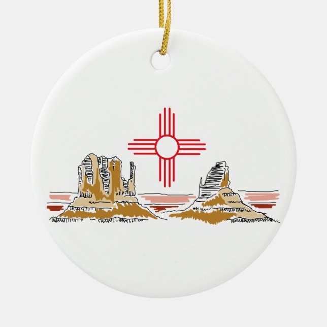 New Mexico Ceramic Tree Decoration (Front)