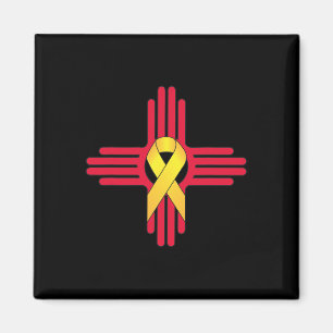 New Mexico Childhood Cancer Awareness Zia Yellow R Magnet