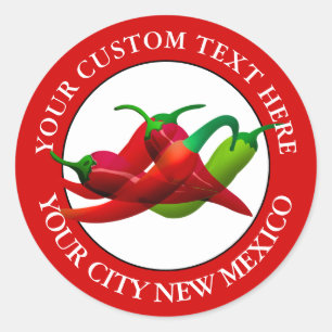 New Mexico Chilli Peppers Custom Text  Classic Round Sticker