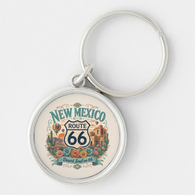 New Mexico Desert Boho Route 66 Soul Vibe Key Ring (Front)