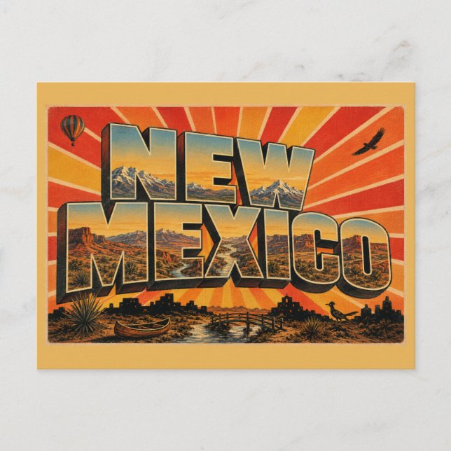 New Mexico Desert River Mountains Art Postcard (Front)