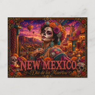 New Mexico Día de los Muertos Retro Postcard